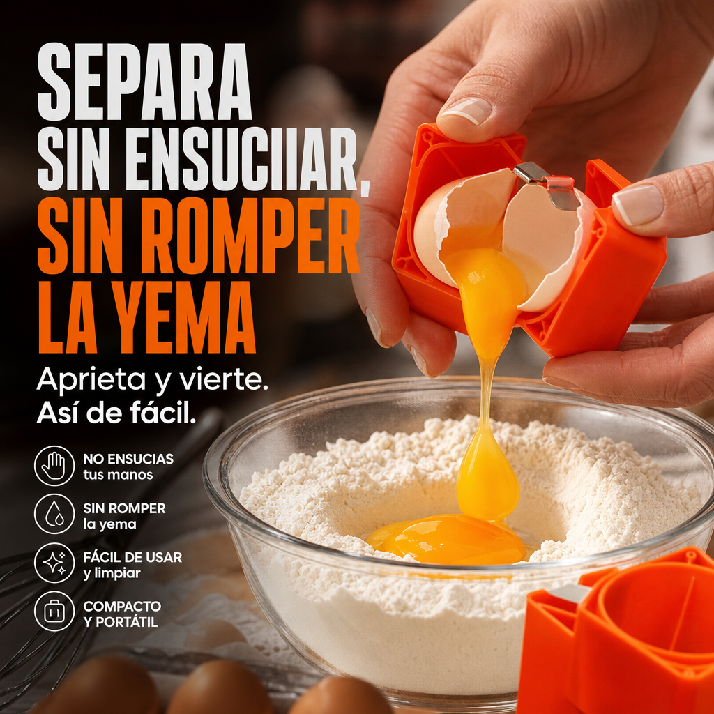 2x1 Herramienta rápida para romper huevos: abre cientos de huevos de forma más rápida y limpia