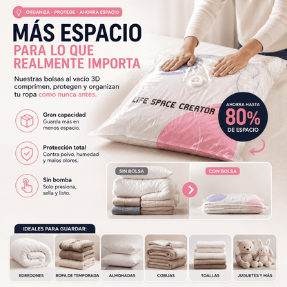 Bolsas de almacenamiento al vacío 3D sin bomba