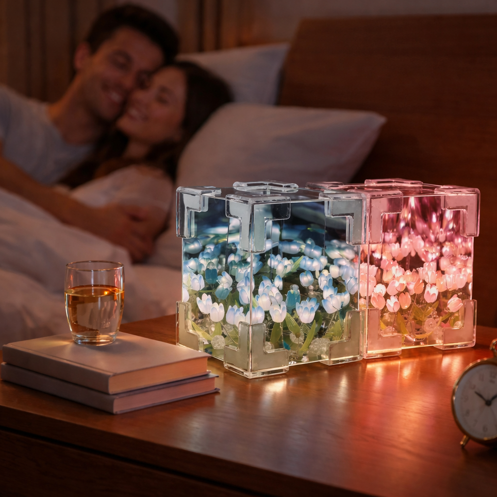 LAMPARA TULIPANES CUADRADA