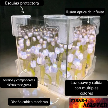 LAMPARA TULIPANES CUADRADA