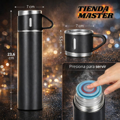 COMBO TERMO ACERO Y PLANCHA ALISADORA