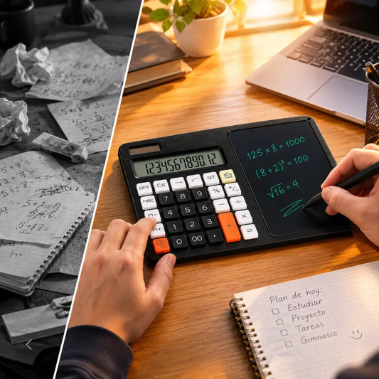 Calculadora con tablero borrable diseño 2 en 1