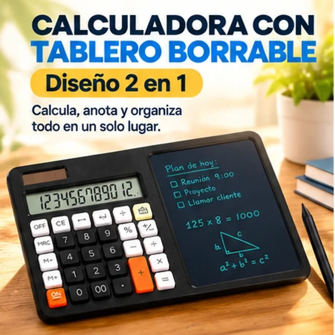 Calculadora con tablero borrable diseño 2 en 1