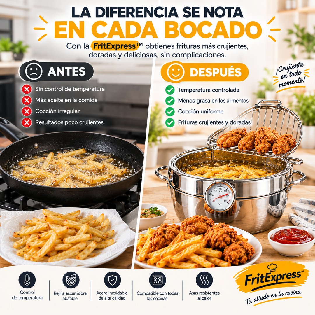 Olla Freidora De Acero Inoxidable