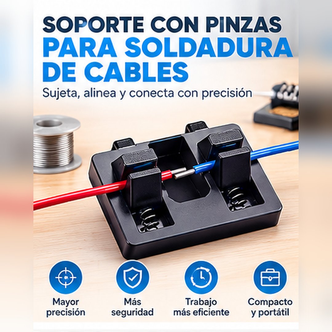 Soporte con pinzas para soldadura de cables
